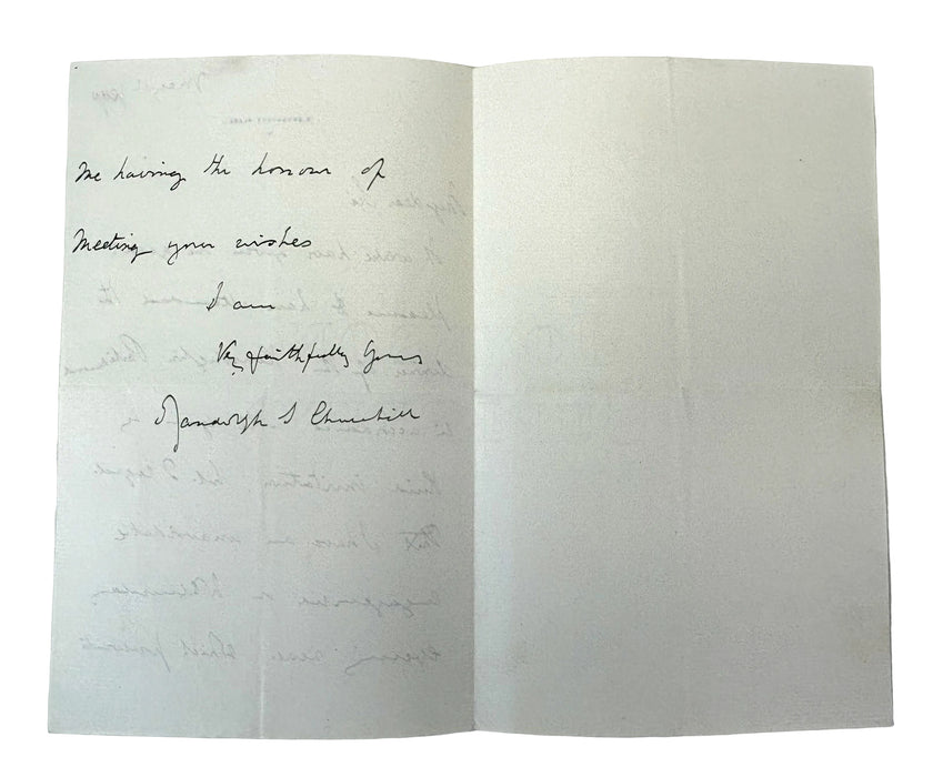 Original Autograph Letter Signed from Lord Randolph Churchill, father of Winston Churchill, 1890