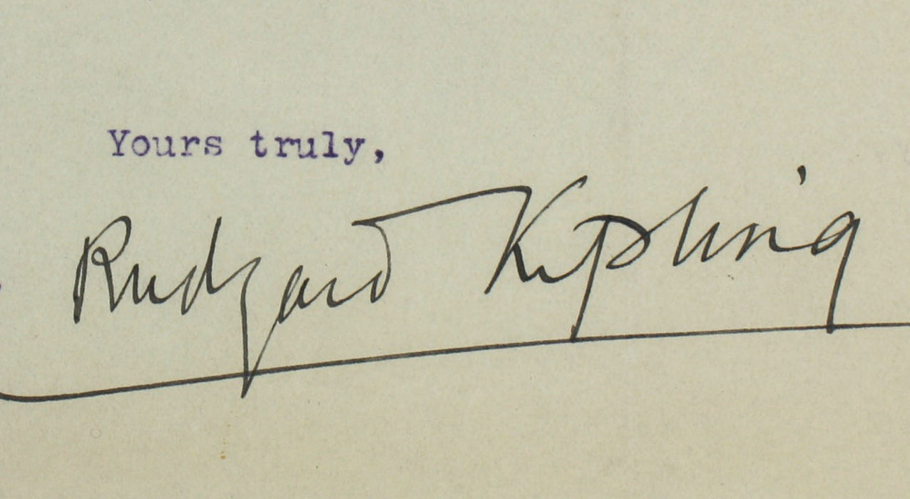 Original Typed Letter Signed by Rudyard Kipling, from Bateman's, Burwash, 1903