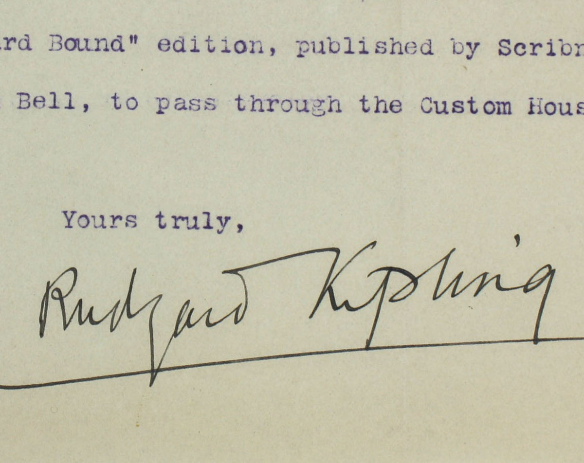 Ana Rudyard Original Typed Letter Signed by Rudyard Kipling, from Bateman's, Burwa ...