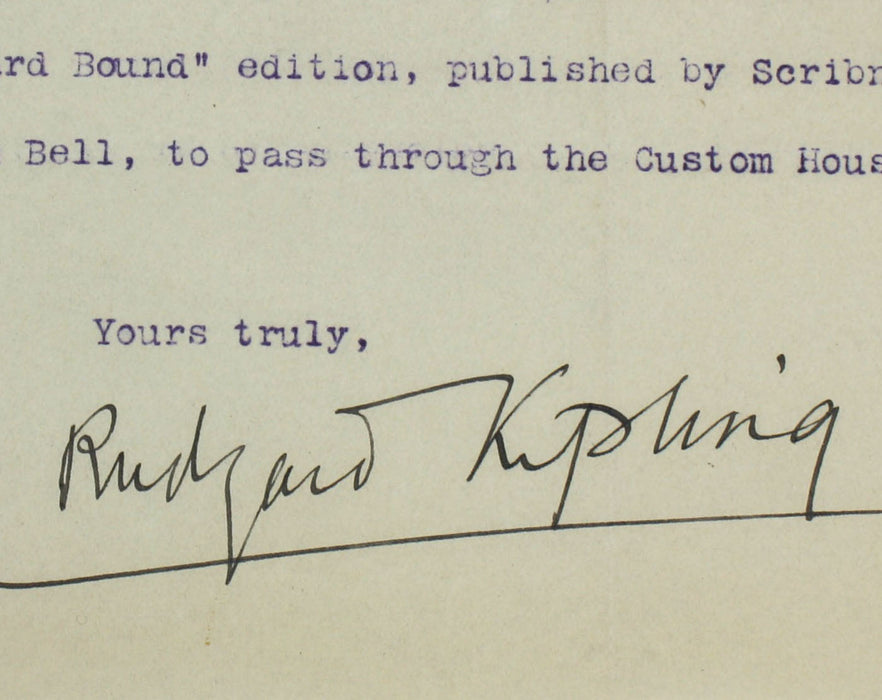 Original Typed Letter Signed by Rudyard Kipling, from Bateman's, Burwash, 1903