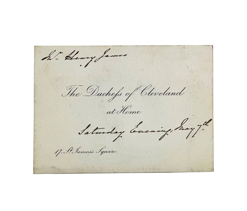 Original Victorian Henry James Invitation card from the Duchess of Cleveland, c. 1876-1881