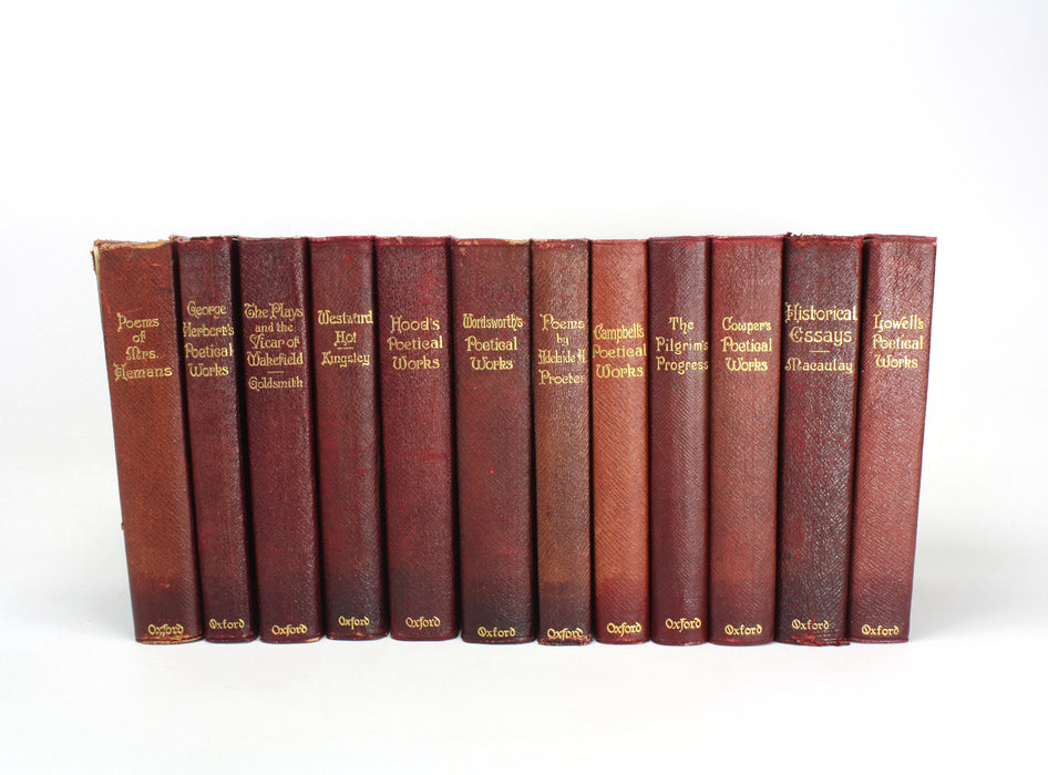 Oxford Edition; Collection of 12 Classic Literature and Poetry Titles with gilt edges, 1904-1916