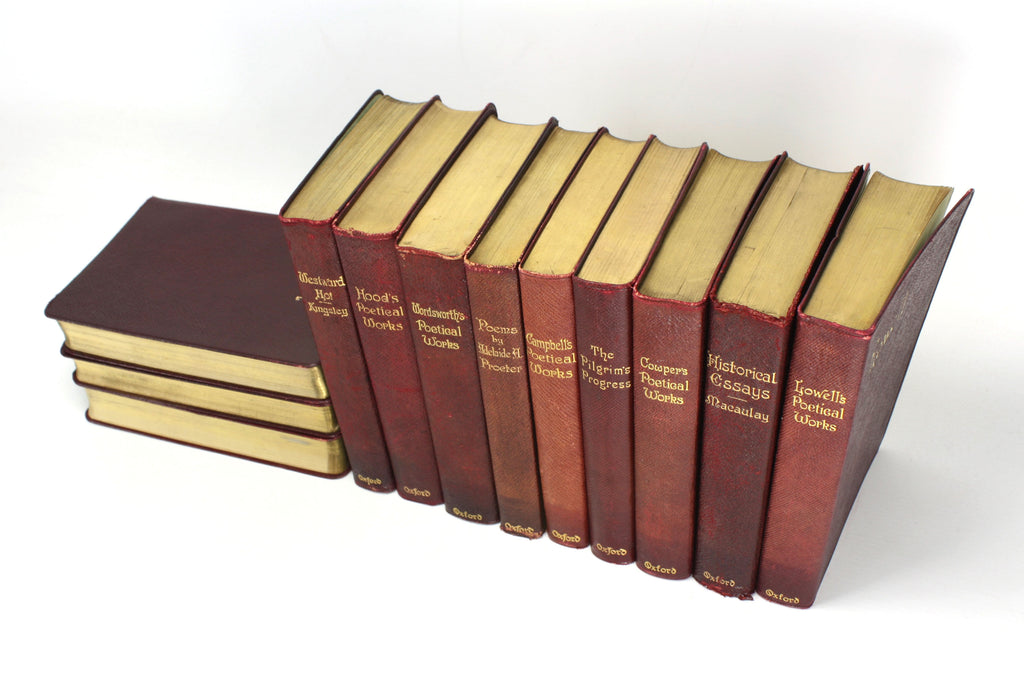 Oxford Edition; Collection of 12 Classic Literature and Poetry Titles with gilt edges, 1904-1916