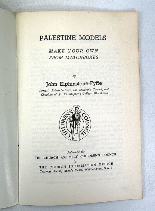 Palestine Models; Make Your Own with Matchboxes, by John Elphinstone-Fyffe, 1963