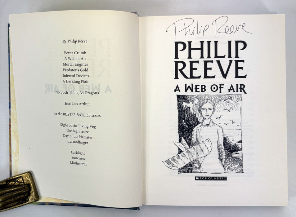 Philip Reeve; A Web of Air; Signed/remarqued copy of this Mortal Engines novel, first printing, 2010