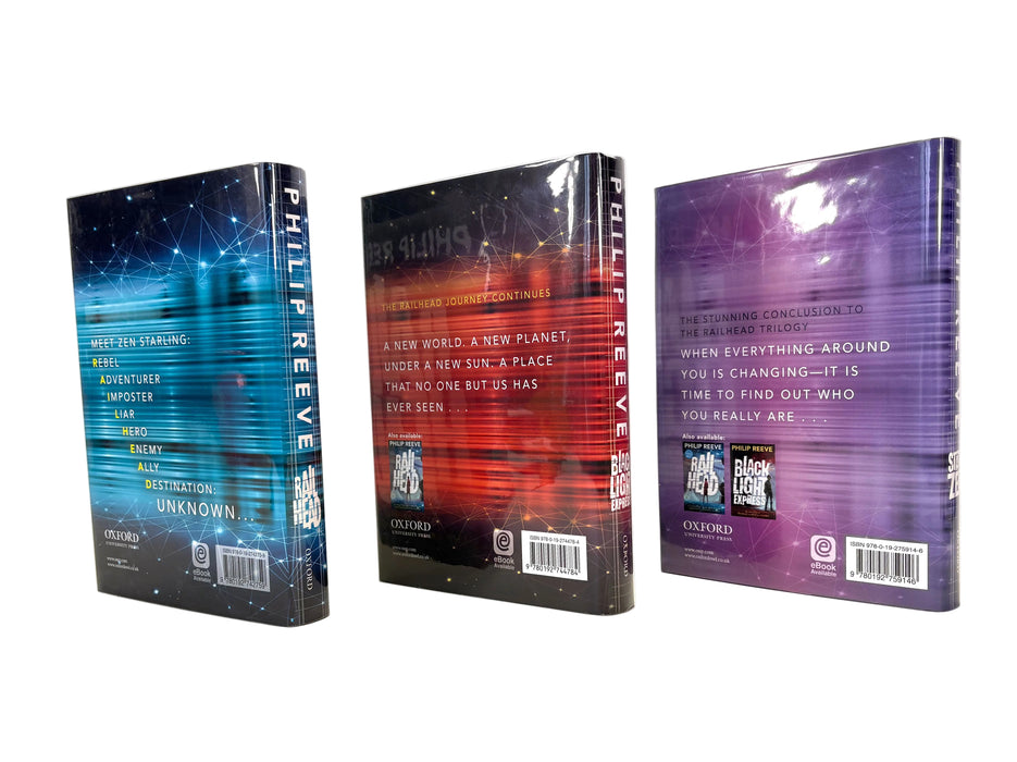 Philip Reeve; Railhead, Black Light Express and Station Zero; Signed and remarqued limited editions numbered 20/20