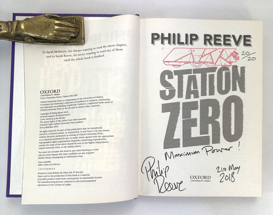 Philip Reeve; Railhead, Black Light Express and Station Zero; Signed and remarqued limited editions numbered 20/20