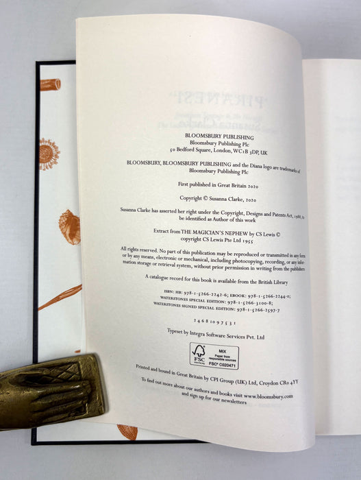 Piranesi, Susanna Clarke, 2020, Signed first. Special edition with extra chapter.