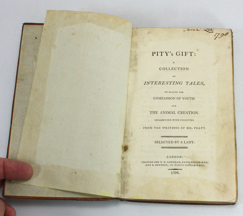 Pity's Gift; A Collection of Interesting Tales, to Excite the Compassion of Youth for the Animal Creation, from the Writings of Mr. Pratt. Selected by a Lady, 1798.