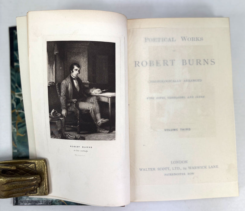 Poetical Works of Robert Burns, Published by Walter Scott, 3 Volume prize presentation set