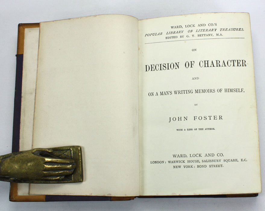 Popular Library of Literary Treasures; Decision of Character, Representative Men and English Traits, Essays on Love, Friendship, Heroism, Character, and Essays Civil and Moral