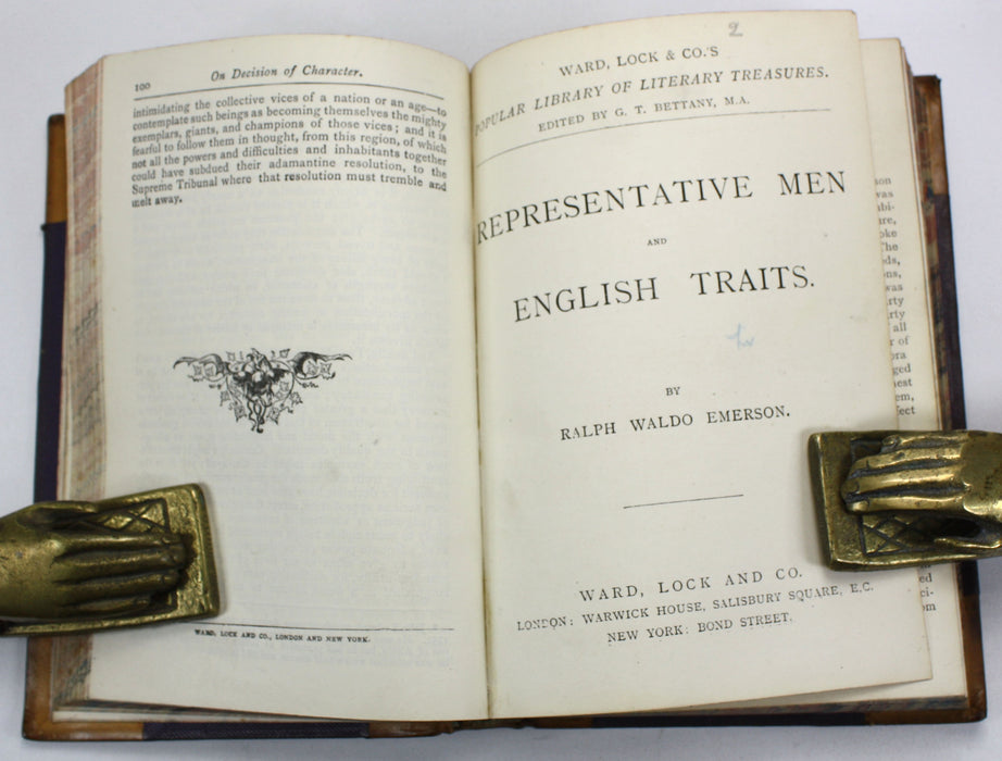 Popular Library of Literary Treasures; Decision of Character, Representative Men and English Traits, Essays on Love, Friendship, Heroism, Character, and Essays Civil and Moral