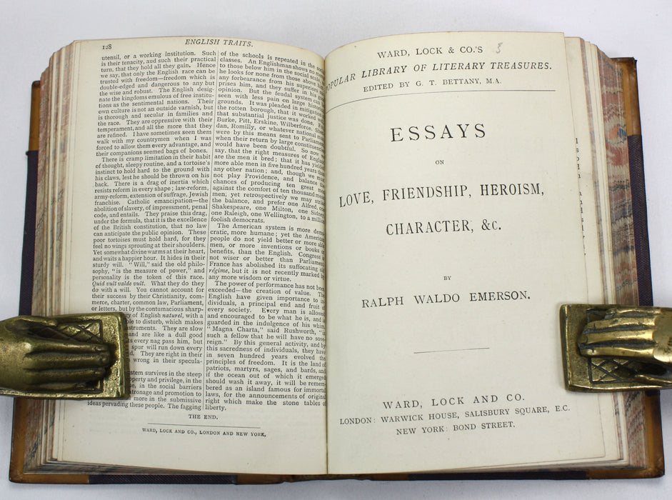 Popular Library of Literary Treasures; Decision of Character, Representative Men and English Traits, Essays on Love, Friendship, Heroism, Character, and Essays Civil and Moral