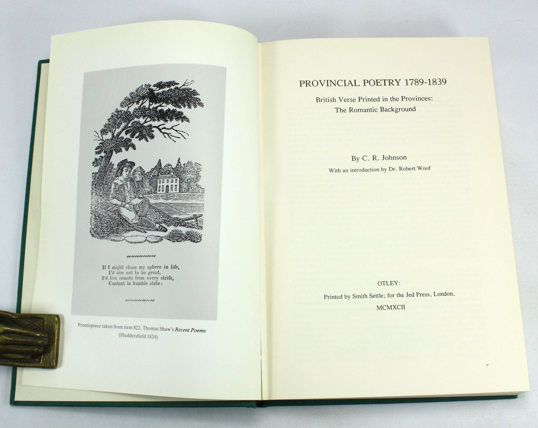 Provincial Poetry 1789-1839, C.R. Johnson, 1992 Limited edition with c ...