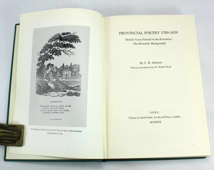 Provincial Poetry 1789-1839, C.R. Johnson, 1992 Limited edition with correspondence