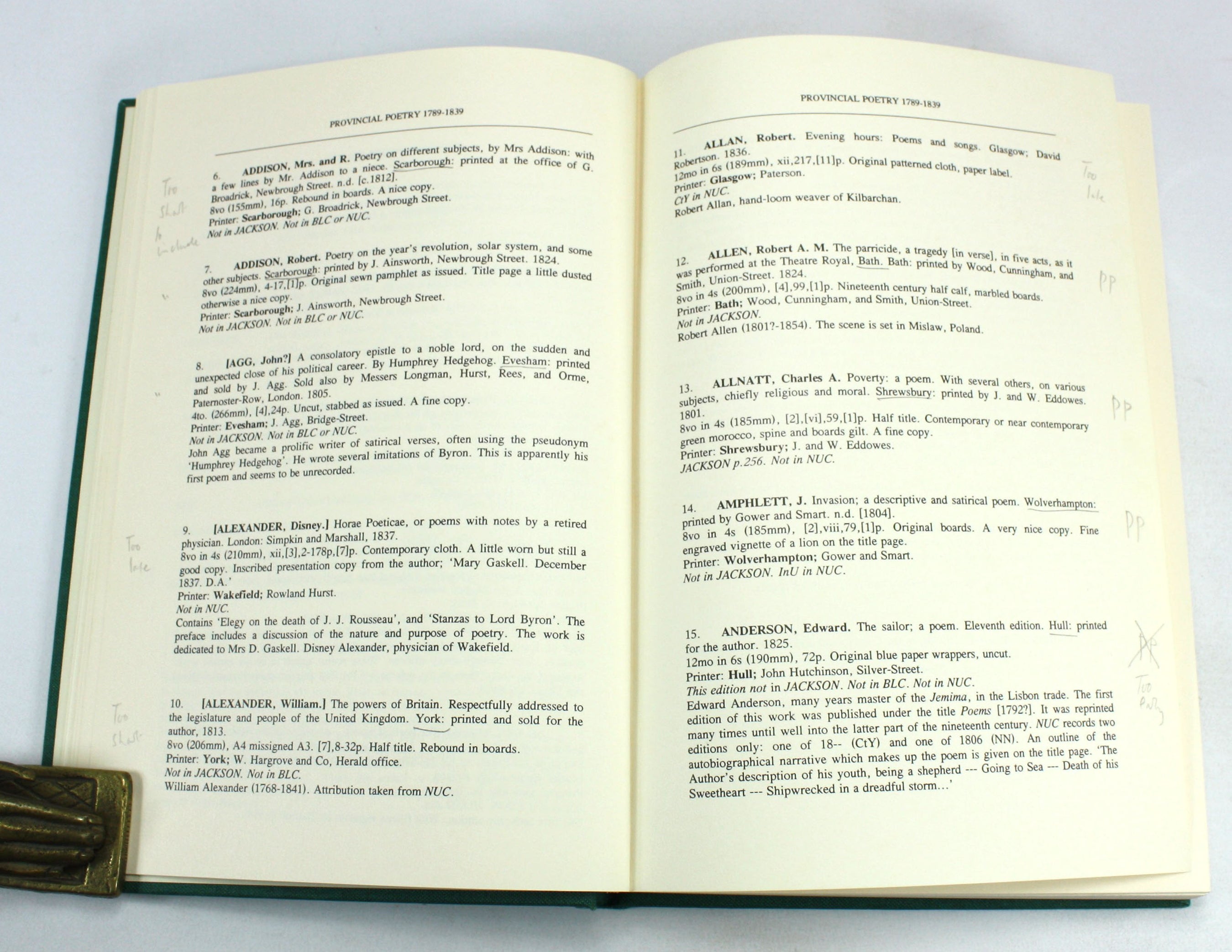 Provincial Poetry 1789-1839, C.R. Johnson, 1992 Limited edition with c ...
