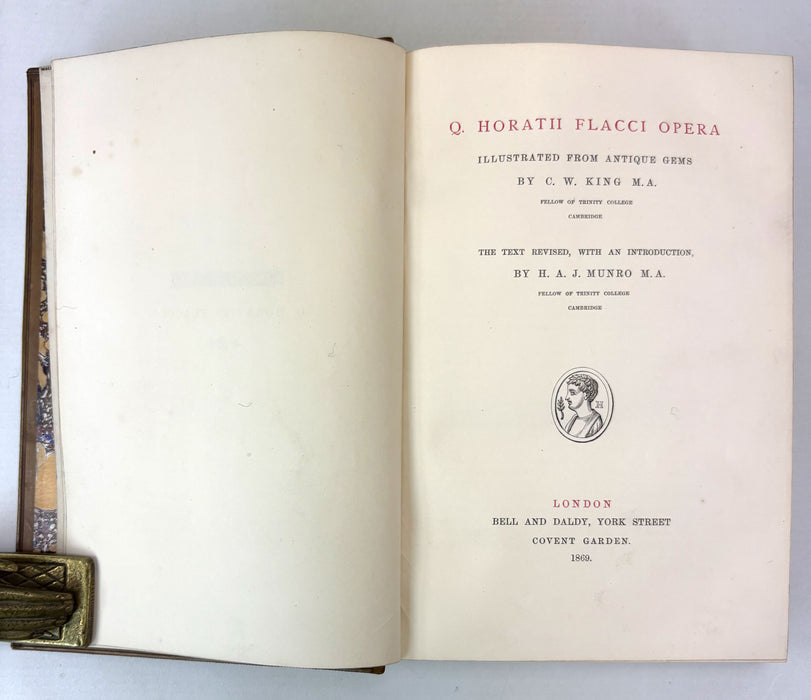 Q. Horatii Flacci Opera Illustrated from Antique Gems by C.W. King, Text by H.A.J. Munro, 1869. Prize binding attested by G. G. Ramsay