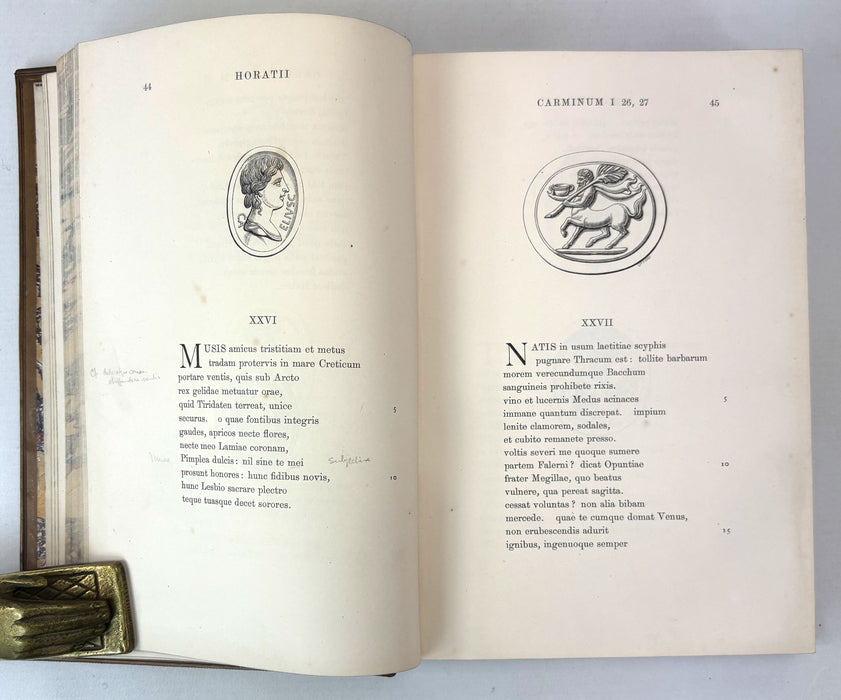 Q. Horatii Flacci Opera Illustrated from Antique Gems by C.W. King, Text by H.A.J. Munro, 1869. Prize binding attested by G. G. Ramsay