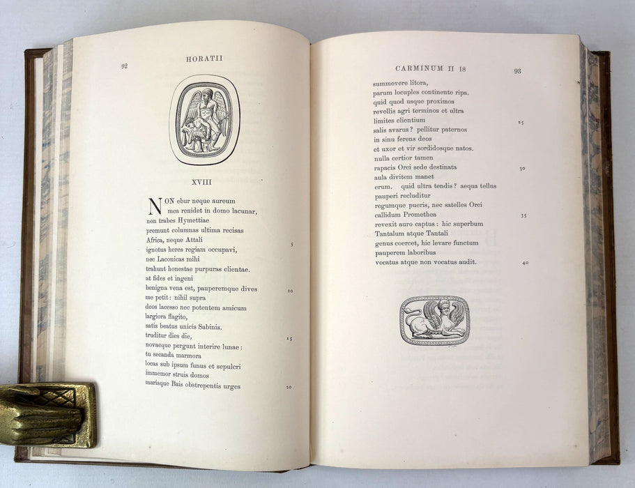 Q. Horatii Flacci Opera Illustrated from Antique Gems by C.W. King, Text by H.A.J. Munro, 1869. Prize binding attested by G. G. Ramsay
