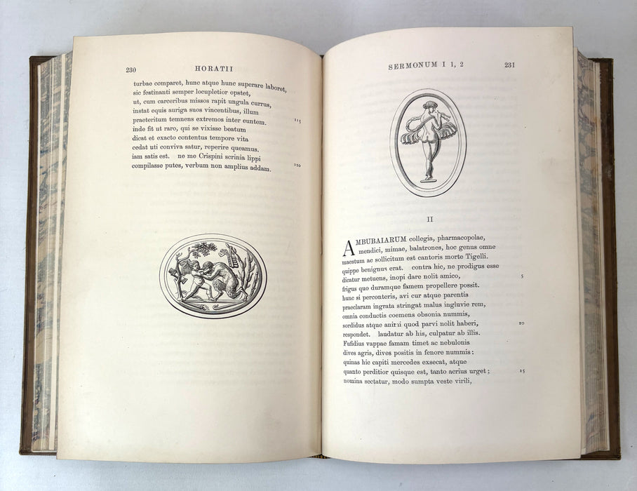 Q. Horatii Flacci Opera Illustrated from Antique Gems by C.W. King, Text by H.A.J. Munro, 1869. Prize binding attested by G. G. Ramsay