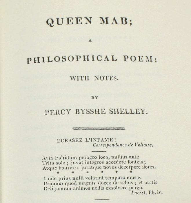 Queen Mab; 1813, Percy Bysshe Shelley, Woodstock Books 1990