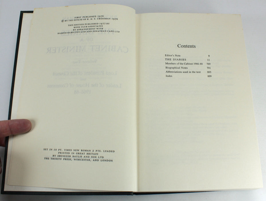 Richard Crossman; The Diaries of a Cabinet Minister, 2 Volumes, 1976-1977