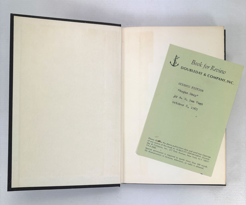 Rogue Ship, A.E. van Vogt, Doubleday, New York, 1965 Review copy