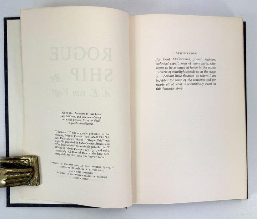 Rogue Ship, A.E. van Vogt, Doubleday, New York, 1965 Review copy