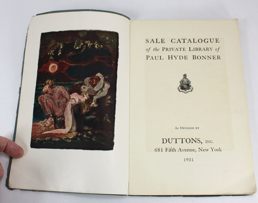 Sale Catalogue of the Private Library of Paul Hyde Bonner, Duttons, 1931