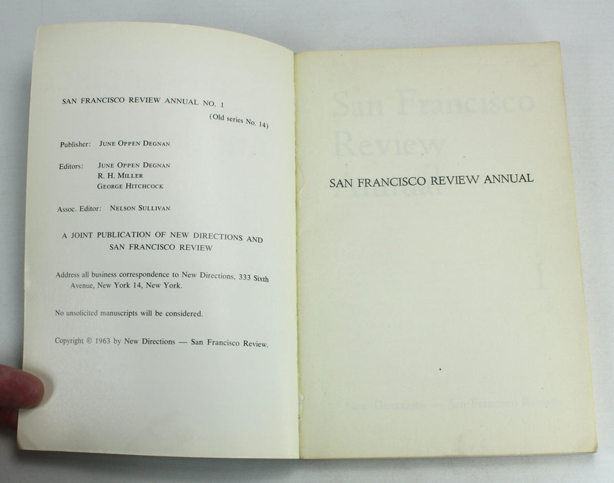 San Francisco Review Annual, No. 1, 1963