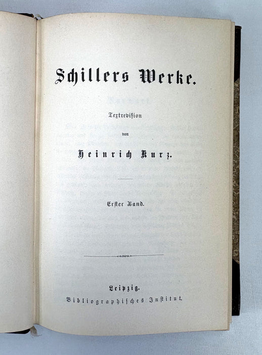 Schillers Werke, Textrevision von Heinrich Kurz, Leipzig, with 1886 autograph inscription by Mabell, Countess of Airlie