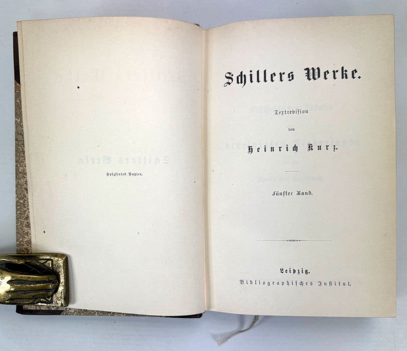 Schillers Werke, Textrevision von Heinrich Kurz, Leipzig, with 1886 autograph inscription by Mabell, Countess of Airlie