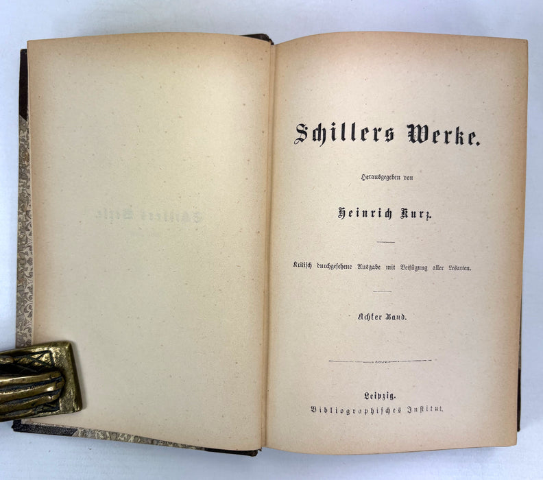 Schillers Werke, Textrevision von Heinrich Kurz, Leipzig, with 1886 autograph inscription by Mabell, Countess of Airlie