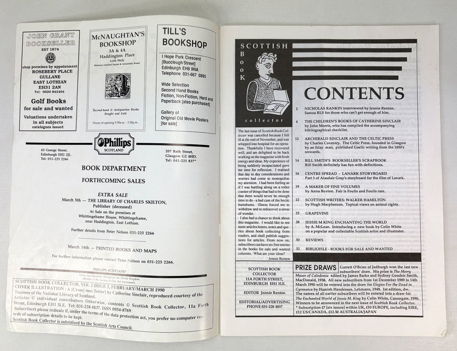 Scottish Book Collector, Vol. 2, Issue 3, February/March 1990, including Alasdair Gray's Storyboard for the film of Lanark