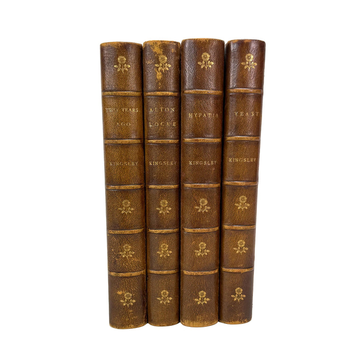 Set of 4 uniform Charles Kingsley novels; Two Years Ago; Alton Locke; Hypatia; and Yeast, 1895-1897