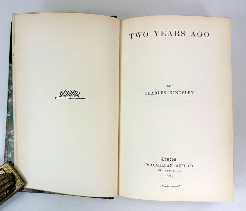 Set of 4 uniform Charles Kingsley novels; Two Years Ago; Alton Locke; Hypatia; and Yeast, 1895-1897