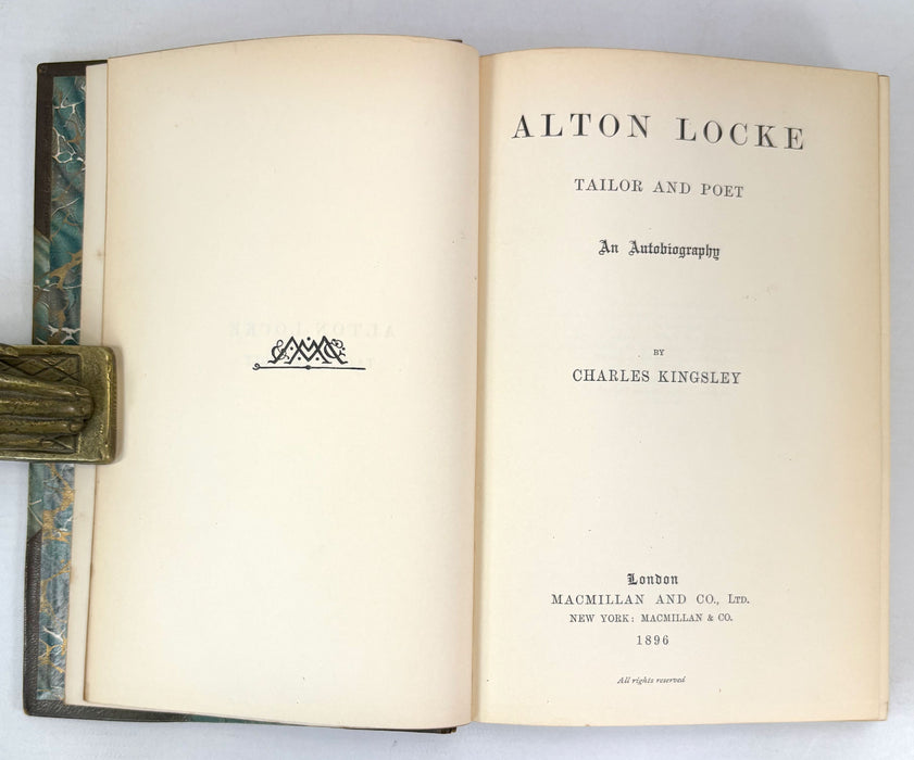 Set of 4 uniform Charles Kingsley novels; Two Years Ago; Alton Locke; Hypatia; and Yeast, 1895-1897
