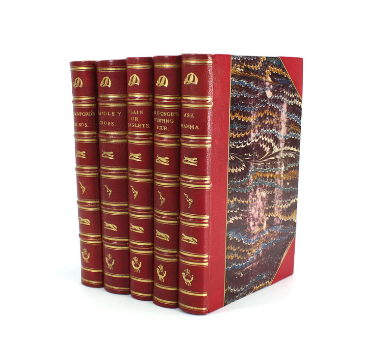 Set of 5 Jorrocks novels by R. S. Surtees, c.1870, housed in Walnut presentation case