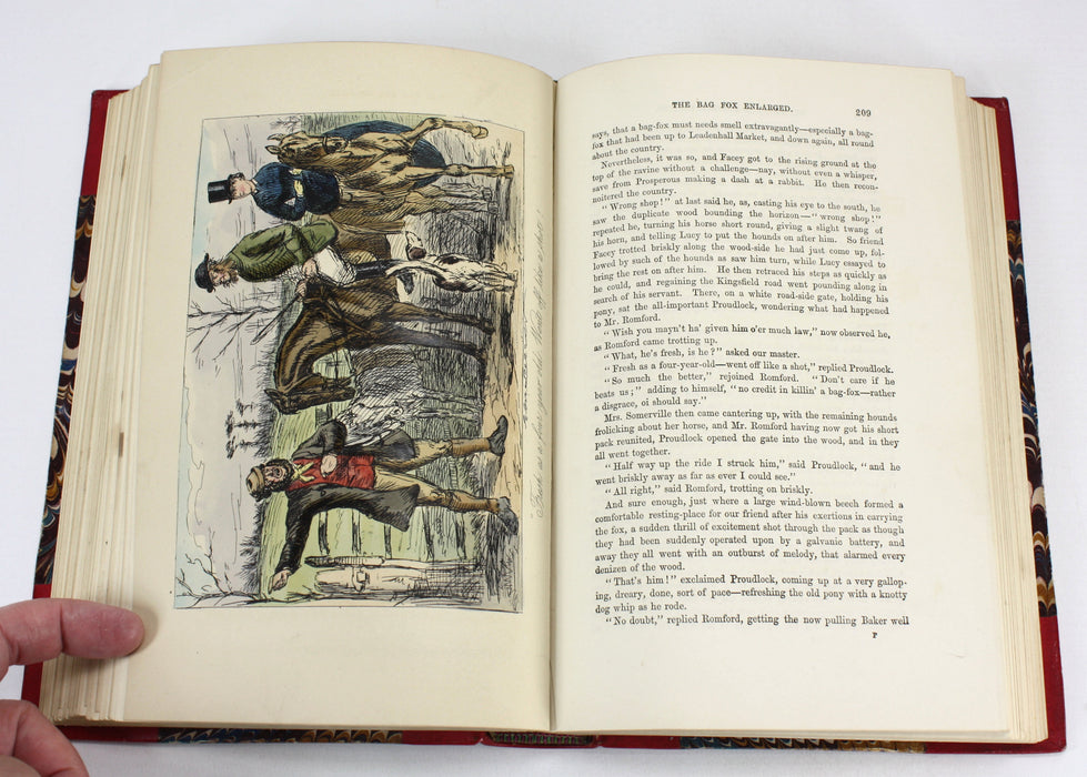 Set of 5 Jorrocks novels by R. S. Surtees, c.1870, housed in Walnut presentation case