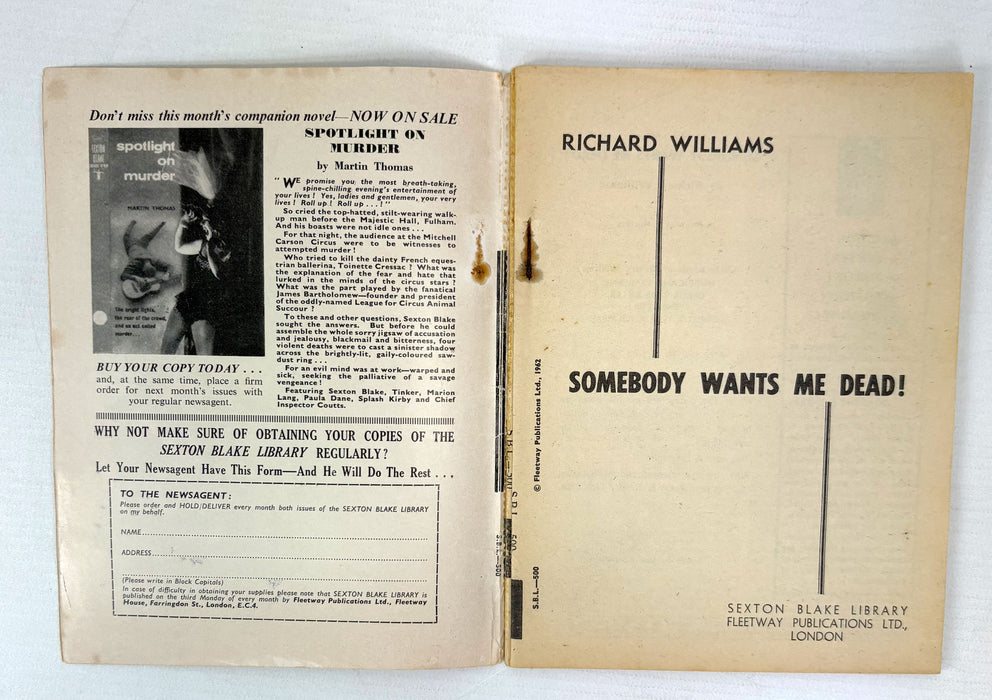 Sexton Blake Library; Assignment in Beirut, Lovely But Lethal!, and Somebody Wants Me Dead! 1956-1962