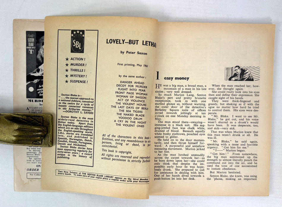 Sexton Blake Library; Assignment in Beirut, Lovely But Lethal!, and Somebody Wants Me Dead! 1956-1962