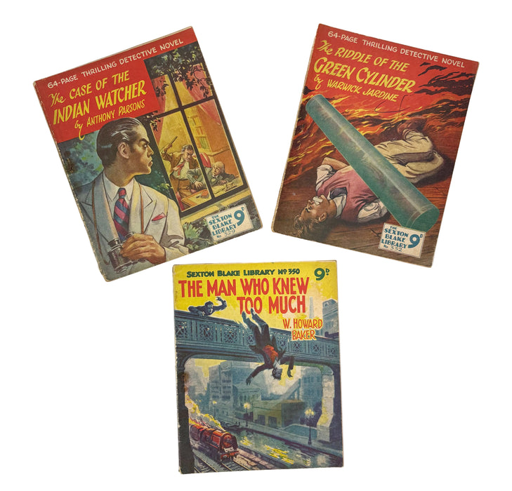 Sexton Blake Library; The Man Who Knew Too Much, The Case of the Indian Watcher, and The Riddle of the Green Cylinder, 1955