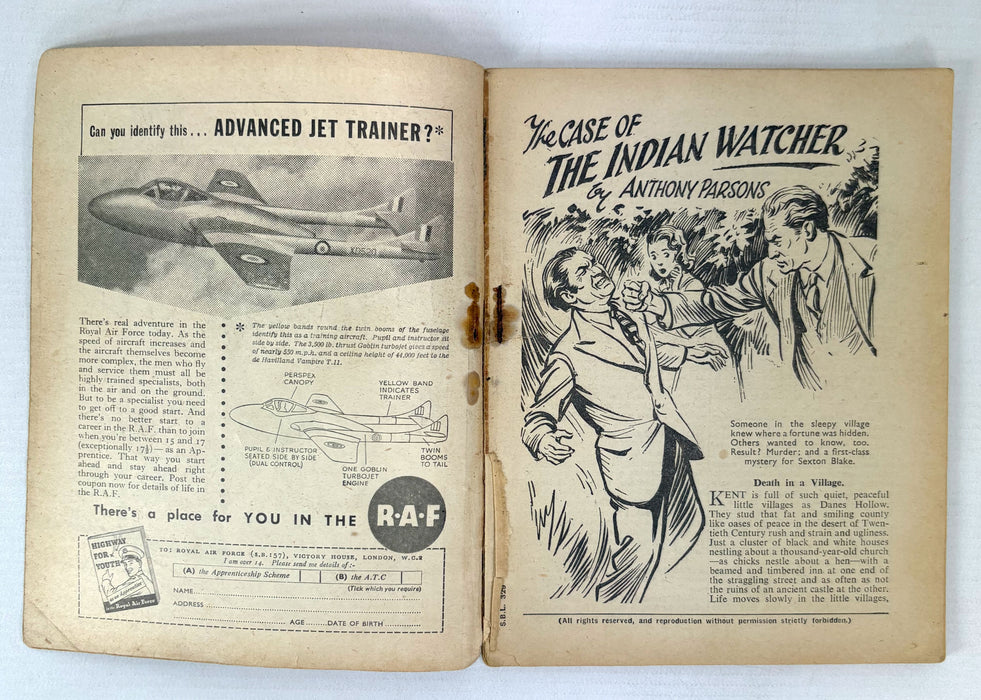 Sexton Blake Library; The Man Who Knew Too Much, The Case of the Indian Watcher, and The Riddle of the Green Cylinder, 1955
