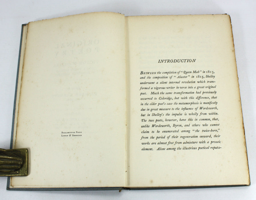 Original Poetry by Victor & Cazire, (Percy Bysshe Shelley & Elizabeth Shelley). Edited by Richard Garnett, 1898