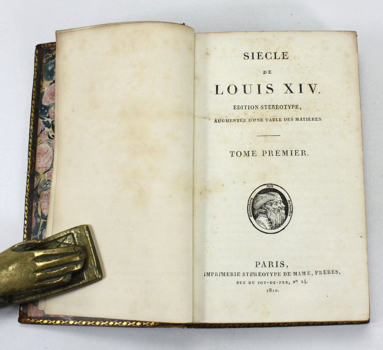 Siecle de Louis XIV, Edition Stereotype, Augmentee d'une Tables des Matieres, Paris, 1810, 2 Volume set