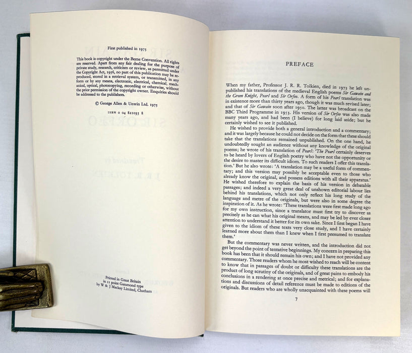 Sir Gawain & The Green Knight, Pearl and Sir Orfeo. Translated by J.R.R. Tolkien, 1975 first edition