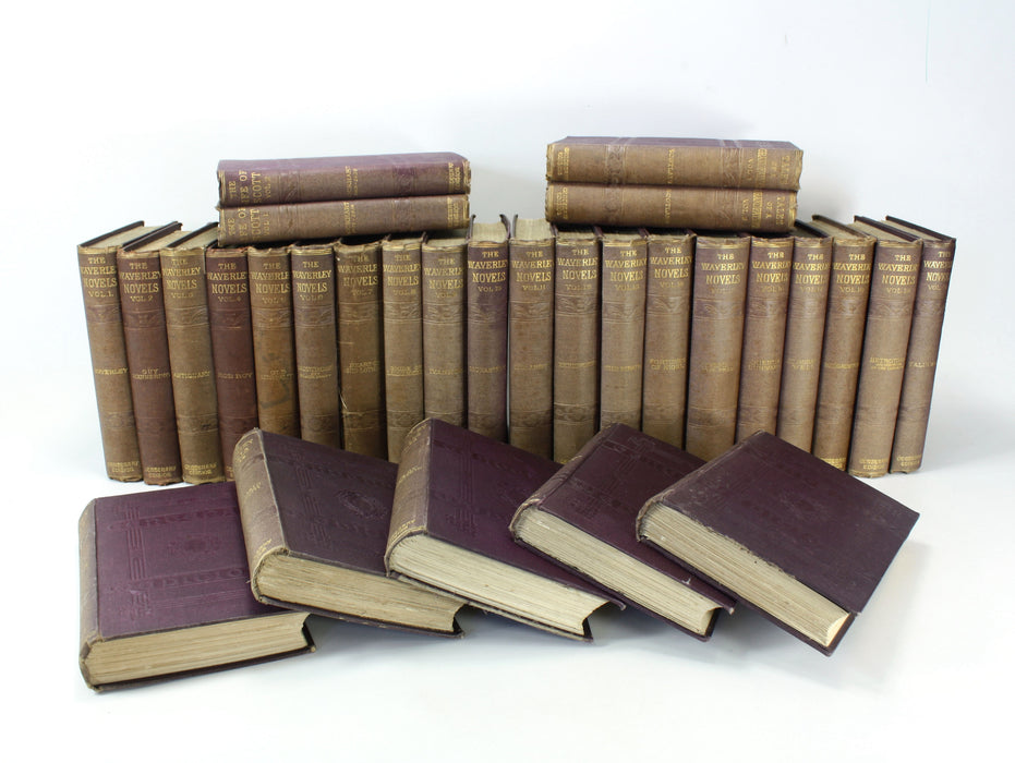 Sir Walter Scott, The Waverley Novels Centenary Edition set, with The Life of Scott & Tales of a Grandfather, 29 Vols in Vintage Leather Suitcase. 1871-72.