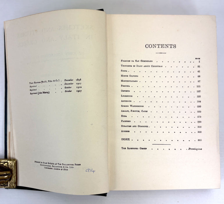 Sketches and Studies in Italy and Greece, John Addington Symonds; First Series, Second Series, & Third Series.