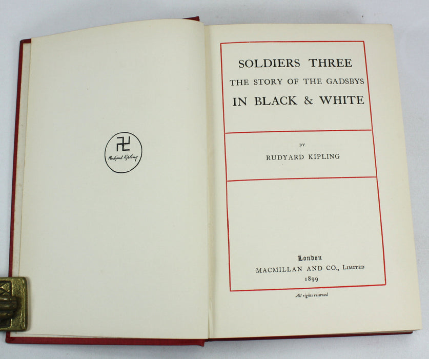 Soldiers Three; The Story of The Gadsbys in Black and White, Rudyard Kipling, 1899