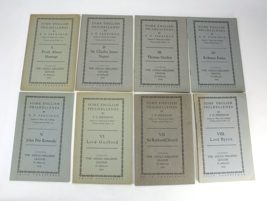 Some English Philhellenes, Z.D. Ferriman, The Anglo-Hellenic League, 1917-1920. 8 Volume Set.